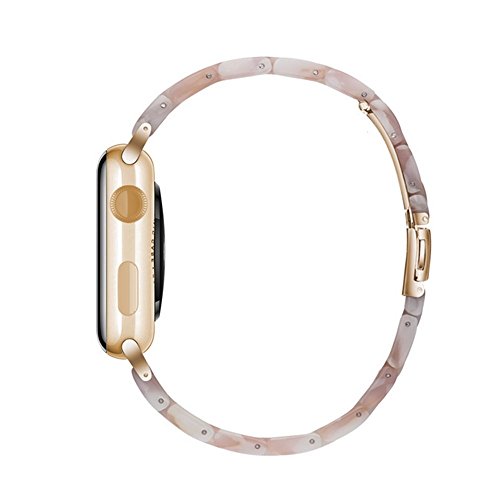 Herbstze Replacement Band For Iwatch, Resin Replacement Band With Metal Stainless Steel Buckle For Smartwatch Se Series 6 Series 5 Series 4 Series 3 Series 2 Series 1 (White, 38Mm/40Mm) #TOP4