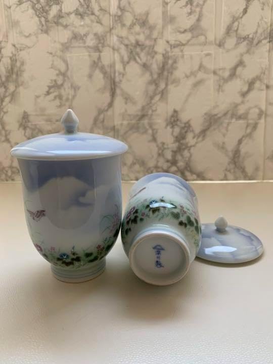 深川製磁の富士山 蓋付き夫婦湯呑 2461 深川製磁 湯呑蓋付