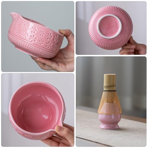 Image of Buucup Matcha Whisk Set, Ceramic Matcha Kit with Bowl & Tools, Pink