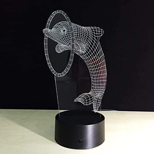 Washranp Luce notturna a LED a forma di delfino, per bambini, regalo di compleanno, 7 colori cangianti, decorazione per camera da letto dei bambini, luce notturna portatile a batteria
