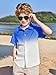 Haloumoning Boys Button Down Shirts Short Sleeve Gradient Shirt Kids Summer Casual Beach Hawaiian Shirts 5-14Y Royal Blue
