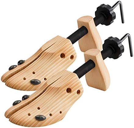2 Way Cedar Shoe Trees Wooden Shoe Stretcher,Adjustable Large Size for Men and Women, Wood Shaper Set of 2 Stretches Length & Width,Woman's Size 10 to 13.5 Man's Size 9 to 13.