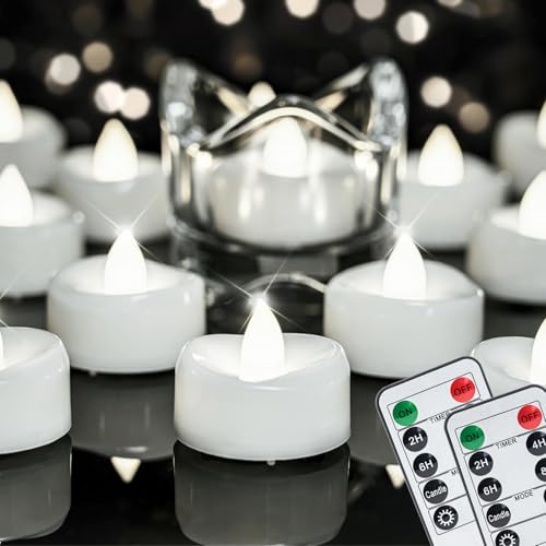 Image of merrynights 24Pcs Remote Control LED Tea Lights,2 /4 /6 /8H Timer,400+Hours