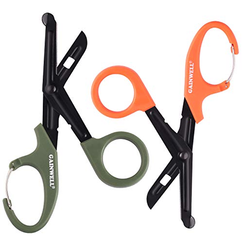Stainless Steel Medical Bandage Scissors with Carabiner, First Aid EMT Trauma Shears 7 1/4