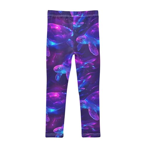 Neon Sea Turtle Girls Leggings Soft Stretch Workout Yoga Dance Pants for Kids Casual Tights2