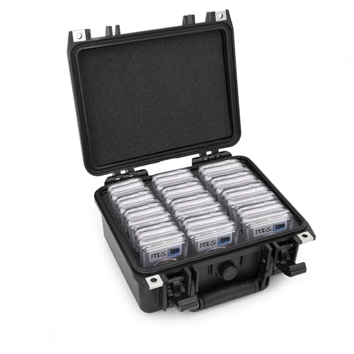 CASEMATIX Graded Coin Case Compatible with 40+ PCGS or NGC Coin Slabs, Waterproof Coin Storage Box with Customizable Foam Interior Will Fit Most Coin Holders for Collectors and Collection Supplies,