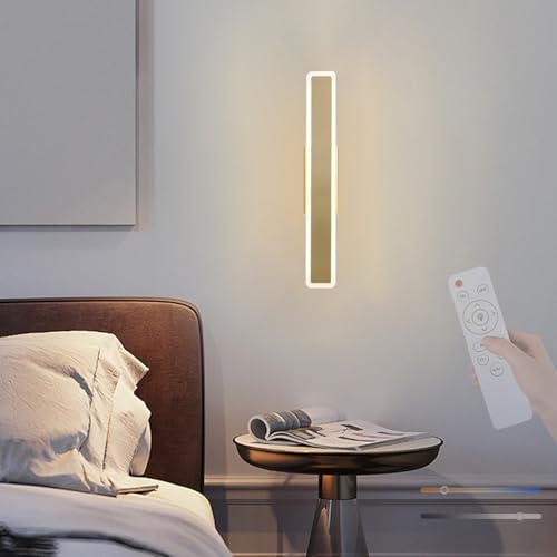 Apliques de Pared Interior LED Regulables Lámpara de Acrílico con Mando a Distancia Oro 46cm