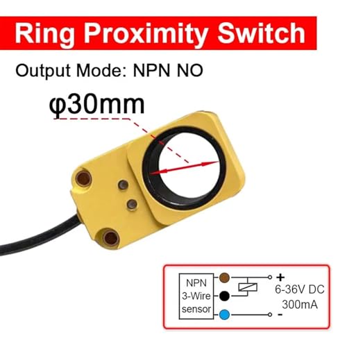 Sensor inductivo NPN interruptor de proximidad de anillo 30mm para detectar tornillos metálicos 3