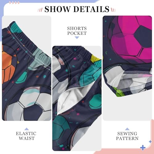 Soccer Ball Graffiti Boys Long Pants Soft Trousers Elastic Waist Kids Lounge Bottoms with Pockets S-XL4