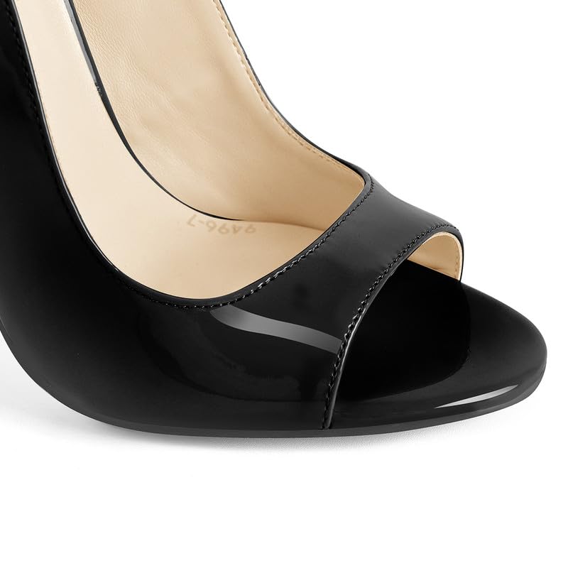 richealnini Slip On Peep Toe Stilettos High Heels Pumps4