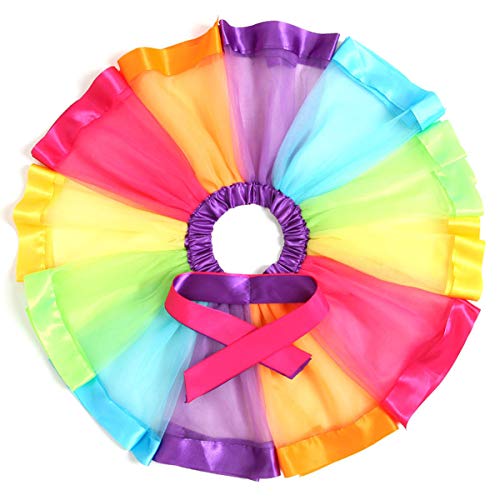 Girls' layered rainbow tutu skirt tulle ballet dance dress ruffle…