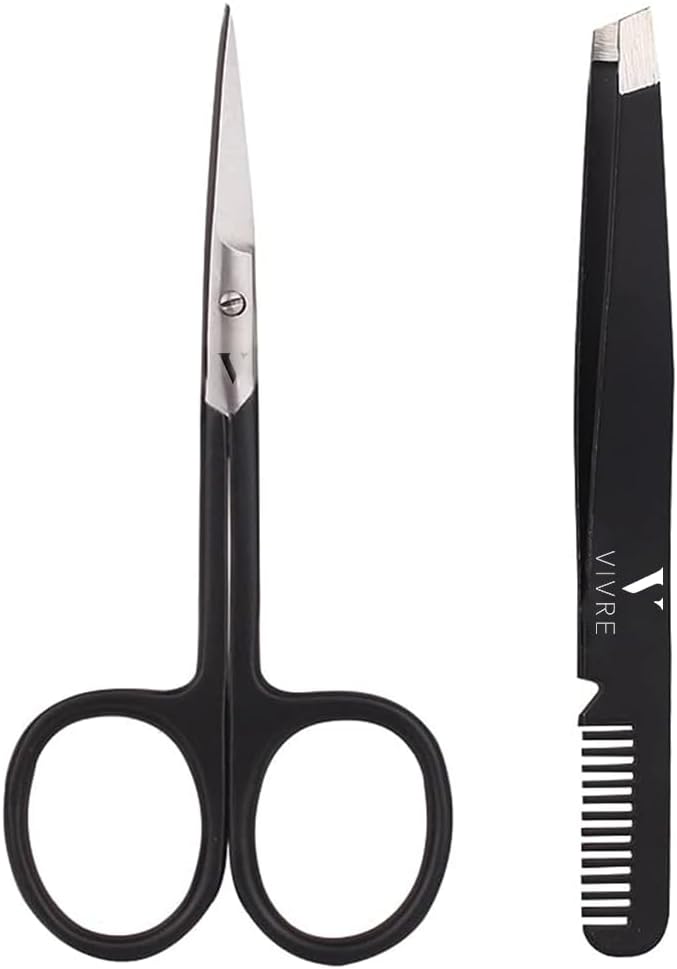 Vivre Stainless Steel Cuticle Scissor with Comb Tweezer Professional set of