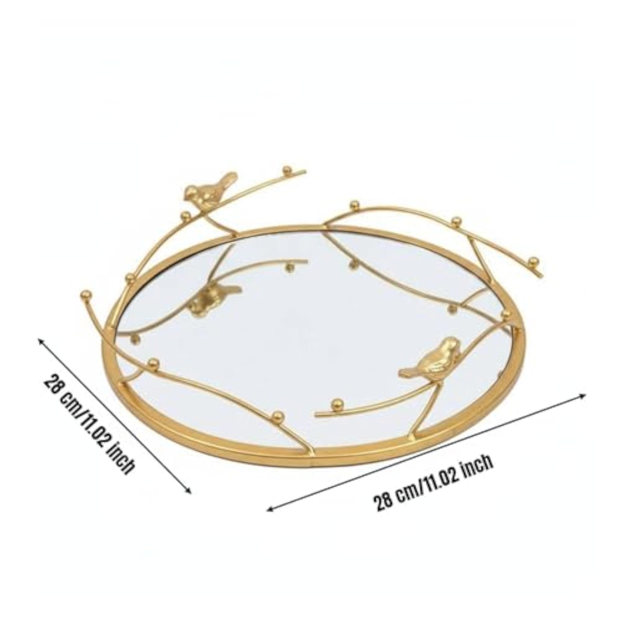 Nordic Design Gold Bird Decorative Tray, Acrylic Mirror Storage