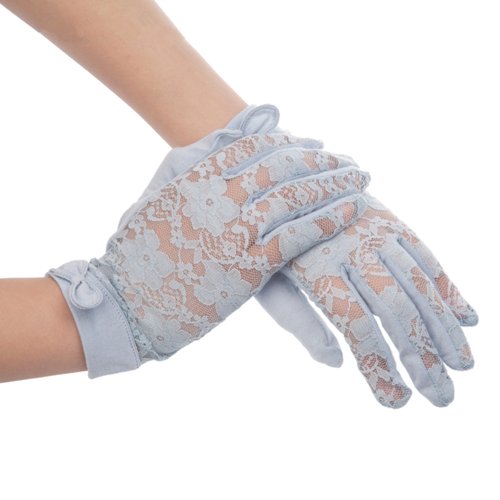 Kenmont de mujer 100% encaje de algodón sol guante Azul azul claro
