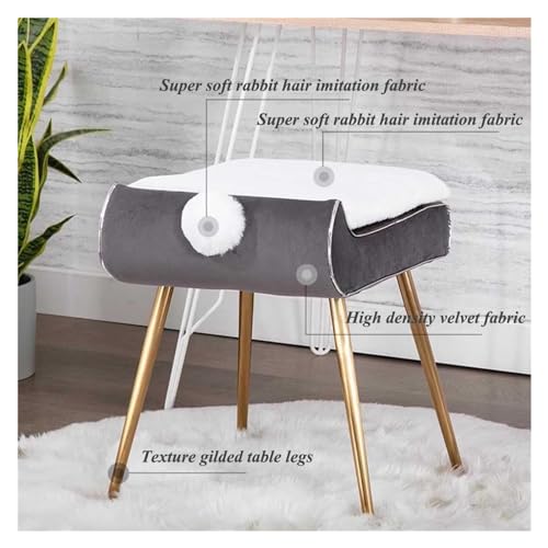 Taburete de tocador gris con almacenamiento y función de silla 7