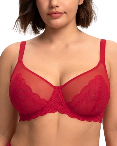Image of HSIA Minimizer Bras for Women Large Bust Full Coverage Lace Plus Size Bra - Mermaid Scales