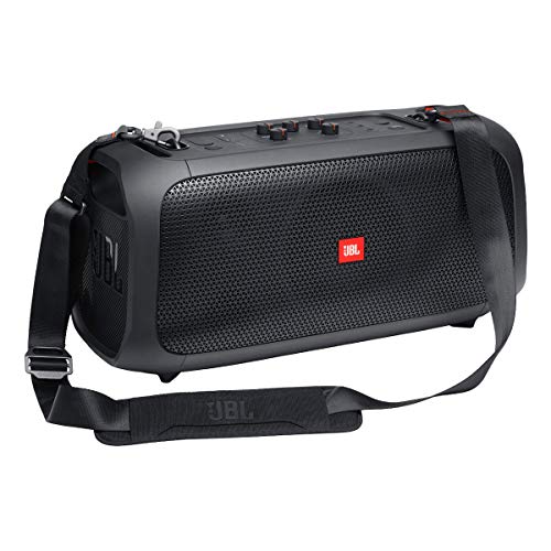 JBL PartyBox On-The-Go - A Portable Karaoke Party Speaker with Wireless Microphone, 100W Power Output, IPX4 splashproof, 6 Playtime Hours, Shoulder Strap and Wireless 2 Party Speakers Pairing (Black)