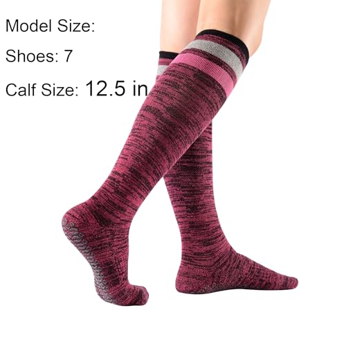 Women's Anti Skid Non Slip Odor Control Grips Compression Knee High/Low Cut Yoga Pilate Socks Stocking,Size 5-104