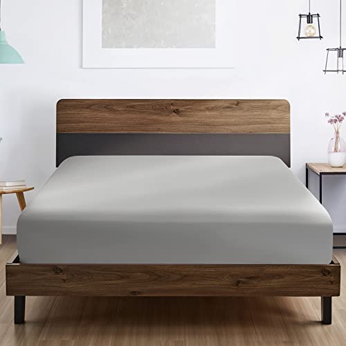 Image of FreshCulture Full Fitted Sheet Only 2 Pack - Hotel Quality Fitted Sheet Full Size - Ultra Soft & Breathable - Brushed Microfiber - Deep Pocket - Cooling Fitted Sheets for Full Size Bed (Light Grey)