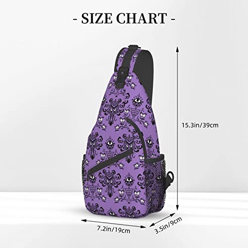 GTEVUTS Purple Haunt Mansion Crossbody Bags Sling Bag for for Women Men, Cute Fashion Chest Bag Casual Small Shoulder Bags Travel Hiking Cycling Gym Sport Lightweight Daypack Adult Backpack3