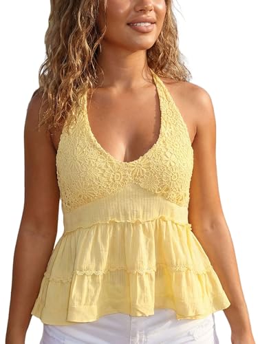 Halter Tops en la Playa y Fiestas de Verano Elegante Cami Fluido Y2k