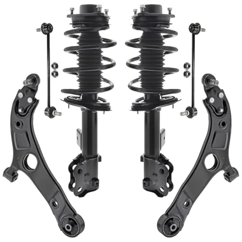 Image of Detroit Axle - 6pc Front Suspension Kit for 2012 2013 2014 Hyundai Sonata Kia Optima, 2 Struts Coil Spring 2 Lower Control Arms w /Ball Joint 2 Sway Bars Replacement