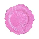 CVL Pack of 10, Reef Acrylic Plastic Charger Plate - Pink for Dinner Parties, Weddings, Anniversarie