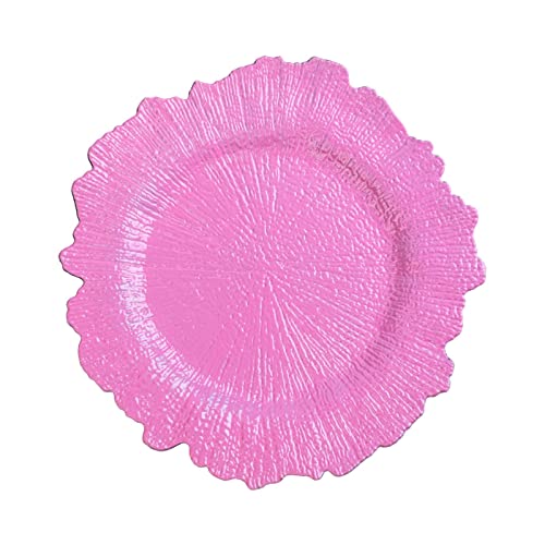 Cvl Pack Of 10, Reef Acrylic Plastic Charger Plate - Pink For Dinner Parties, Weddings, Anniversaries, Birthday Parties, Housewarming #TOP3