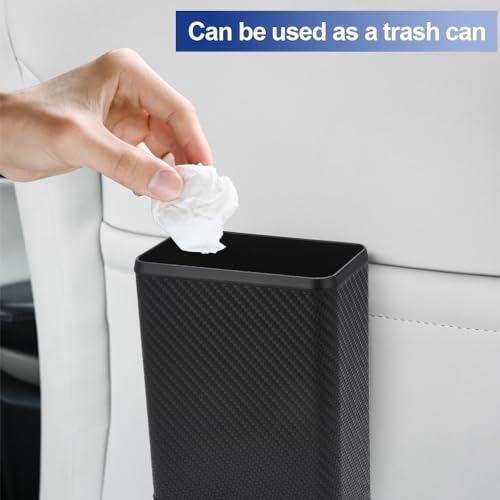Image of JSCARLIFE Car Trash Can, Car Mounted Garbage Bin, Front and Rear Seats, Door Mounted Storage Box, Multifunctional Garbage Bag for Storing Automotive Supplies (Carbon Grain), ST-T2219-6