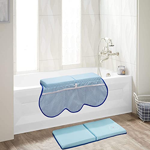 Image of COOLBEBE Bath Kneeler and Elbow Rest Set with Octopus Pattern – Extra Thick Baby Bath Kneeling Pad Mat with Pocket