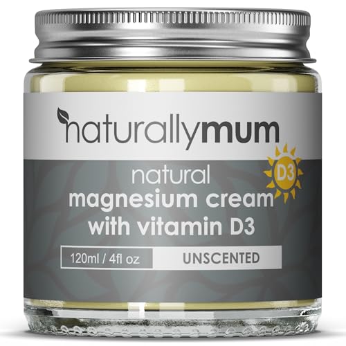 NaturallyMum - Magnesium Cream with Vitamin D3 [4 Fl Oz] - Magnesium Calm Cream and Vitamin D Lotion - Magnesium D3 Cream - Calming Cream Magnesium and Vitamin D - Turmeric & Arnica Cream - Unscented