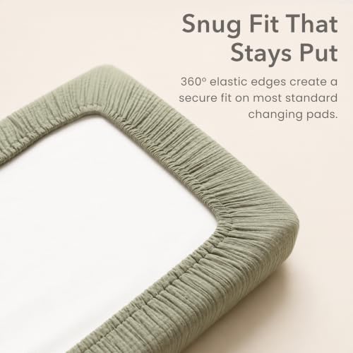 Image of Konssy 2 Pack Quilted Muslin Changing Pad Cover, Waterproof Layer 32 inch x 16 inch