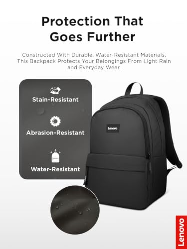 Lenovo 16-inch Commuter Backpack B10, Lightweight 30L Laptop Backpack, Water-Resistant Travel Bag with 6 Storage Compartments, Anti-Theft Pocket & Luggage Strap, Fits Up to 16" Laptop, Black - image 4