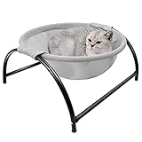 NOYAL Cat Hammock Bed, Elevated Pet Bed Breathable Hanging Nest with Detachable Cover and Heavy Duty Iron Frames Cat Cooling Cot for Kitty & Puppy Indoor and Outdoor Cat Hammock (Gray)