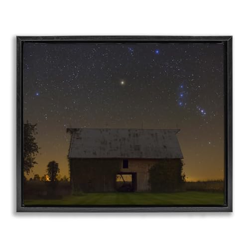 Nighttime Cabin Starry Sky Landscape, 16 x 20 Inch Canvas in Floater Frame