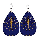 Diseño único: los aretes de la bandera del estado de Indiana están impresos y se ven elegantes con tu ropa. Se pueden combinar con tu vestido, camisa y chaqueta para hacerte más encantadora todos los días.