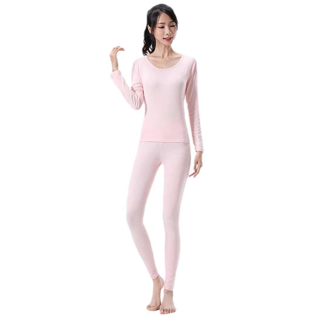 Disimlarl Conjunto de ropa interior térmica para hombre y mujer, rosa, XXL