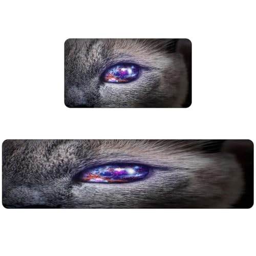 Tapis de cuisine antidérapant lot de 2 lavable absorbant chat - 2