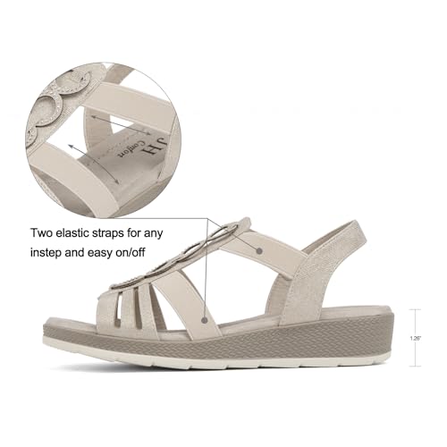 Image of VJH confort Women's Flat Sandals, Comfort Slip-on Elastic Ankle Strap Slingback Light Weight Casual Walking Sandals