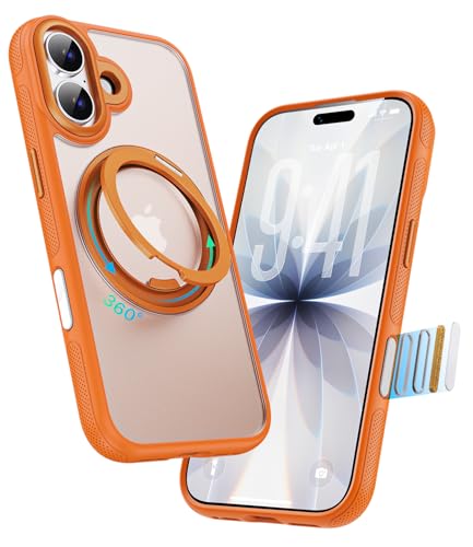Image of for iPhone 17 Case, Compatible with MagSafe, Slim Shockproof Military-Grade Rugged Protective Case with Stand, Camera Control, Comfort Grip (D-Orange, iPhone 17)