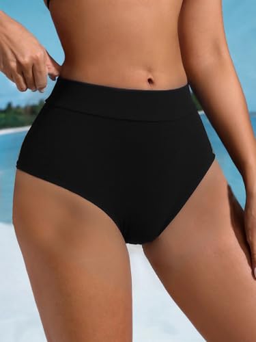 YELAIVP High Waisted Bikini Bottoms for Women Back Ruched Full Coverage Bathing Suit Bottoms Tummy Control Swim Bottom2