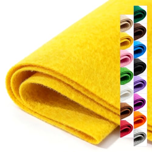 Image of Felt Fabric 36'' X 36'' Large Felt Sheets Stiff Craft Felt by The Yard for DIY Crafts Letter Coaster Flower Ornament Sewing Party Decoration Christmas Supplies Nonwoven (Yellow)
