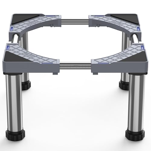 DEWEL Base for Fridge Base, Height 28-31CM, Adjustable Base for Dishwasher, Freezer, Kitchen Cabinet and Static Household Appliances 43-67CM with 4 Sturdy Feet, Grey