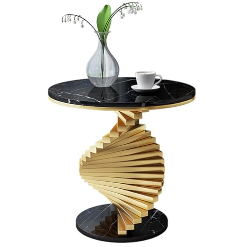 SUZEPER Modern Round Side Table with Marble Top,Modern Marble End