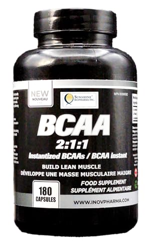 BCAA 2 1 1 capsules, 600mg, 180 count ultra pure vegan friendly for optimal muscle gain while less fatigue and rapid recovery