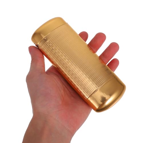 Image of TENDYCOCO Portable Aluminum Hard Shell Glasses Case - Lightweight Golden Eyeglass Holder with Dual-End Closure for Sunglasses, Eyewear, Travel, and Daily Use
