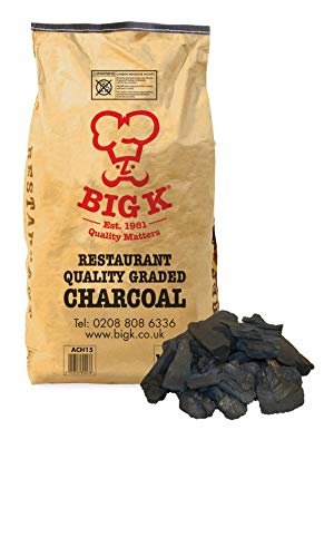 Big K Dura Restaurant Grade Charcoal, 15kg Bag 100% Natural White Quebracho Lumpwood Charcoal, Long...