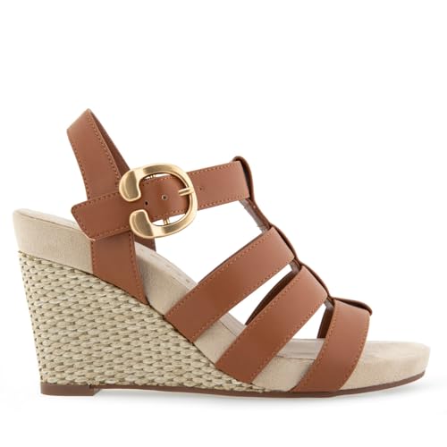 Sandale cale en cuir synthétique marron clair de qualité supérieure 41 - 6