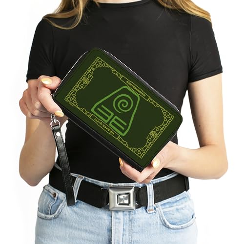 Buckle-Down Nickelodeon Wallet, Zip Around, Avatar the Last Airbender Earthbending Earth Kingdom Greens, Vegan Leather4