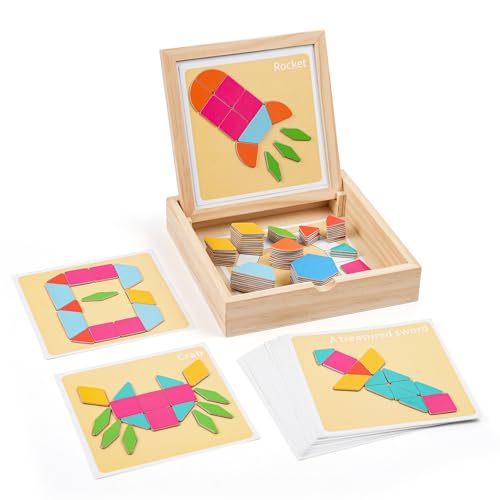 ODRIEW Montessori Magnetic Pattern Blocks Puzzle for Kids Ages 3–8,